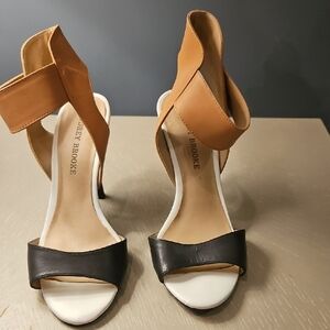 Audrey Brooke Two-Tone Tan and Black Heels